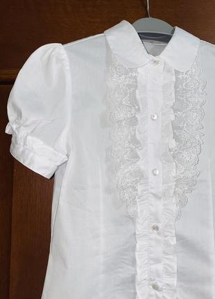 Блуза белая школа с коротким рукавом2 фото