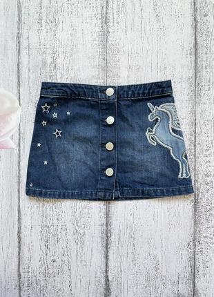 Крутая джинсовая юбка единорог next 3года