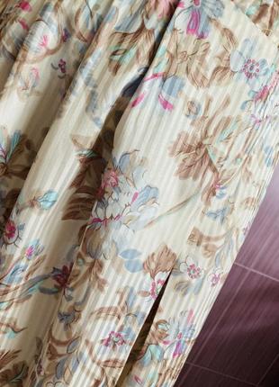 Батальные винтажные юбка кюлоты шорты штаны широкие палаццо высокой посадки шелковые в цветы4 фото