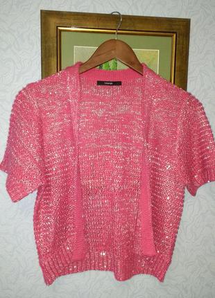Очаровательное вязанное болеро в пайетках с люрексом