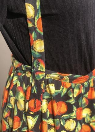 Комбез с юбкой, юбка комбинезон юбка на бретельках в летний яркий принт вискоза4 фото