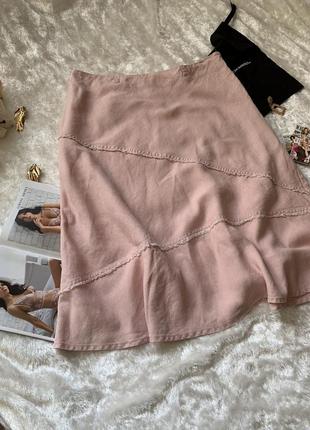 Льняная юбка цвета зефирки