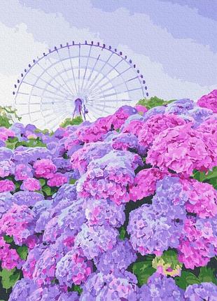 Картина за номерами браш преміум вид на гортензію