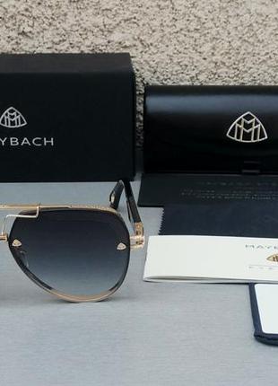 Maybach очки капли мужские солнцезащитные темно серый градиент в золотом металле
