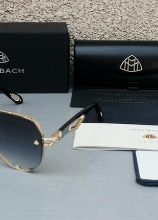 Maybach окуляри краплі чоловічі сонцезахисні темно сірий градієнт в золотому металі1 фото