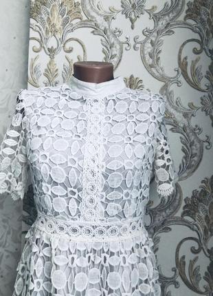 Белое модное платье сарафан белое кружево стильное кружевное красивенное4 фото