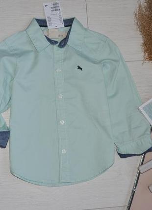 2-3 года 98 см h&m новая фирменная натуральная рубашка модная классика для мальчика с манжетом5 фото