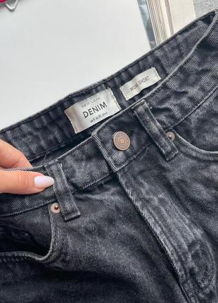 🩳суперские чёрные джинсовые шорты с карманами/тёмно серые шорты высокая талия🩳8 фото