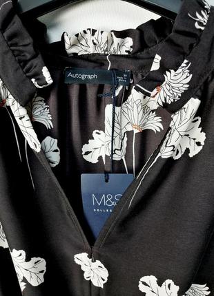Изысканное черное атласное платье плиссе в цветы m&s8 фото