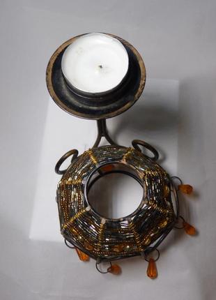 Декоративный подсвечник в виде настольной лампы с абажуром