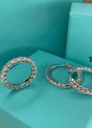 Брендовый комплект украшений кольцо и серьги дорожки из цирконов серебро 925 пробы2 фото