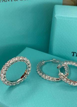 Брендовый комплект украшений кольцо и серьги дорожки из цирконов серебро 925 пробы6 фото