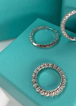 Брендовый комплект украшений кольцо и серьги дорожки из цирконов серебро 925 пробы7 фото