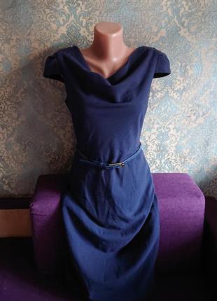 Красивое платье футляр сарафан синий р.s2 фото