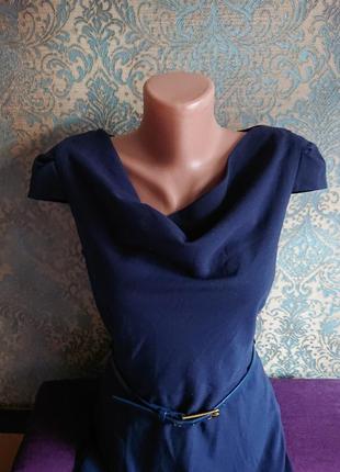 Красивое платье футляр сарафан синий р.s6 фото