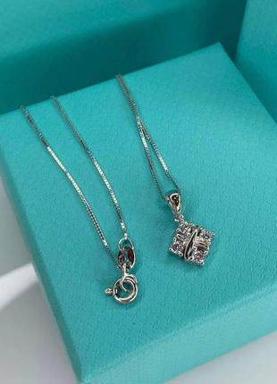 Брендовая подвеска с цирконами и крестиком серебро3 фото