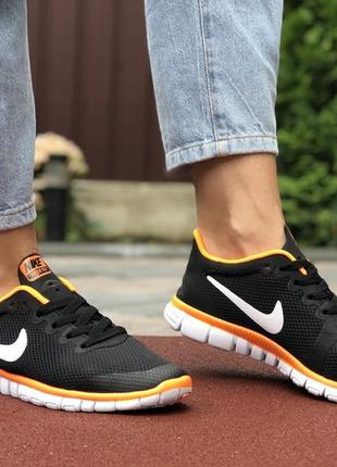 Женские кроссовки nike free run 3.0 сетка черные оранжевые белые3 фото