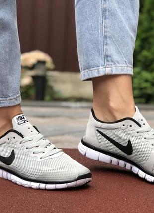 Женские спортивные кроссовки nike free run 3.0 сетка серые3 фото