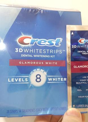 Crest 3d white whitestrips glamorous white — оригінальні вибілювальні смужки зі сша3 фото