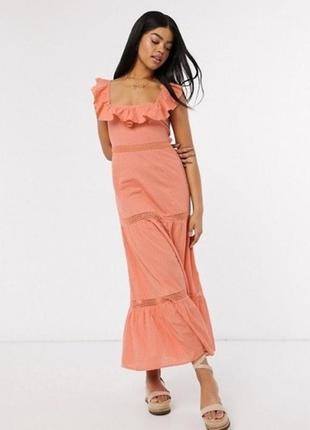 Натуральное платье asos персикового цвета со шнуровкой сзади!