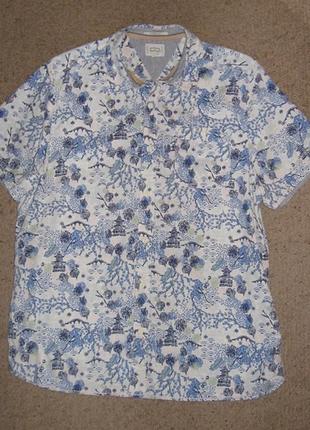 Шведка рубашка летняя хб в синий узор7 фото