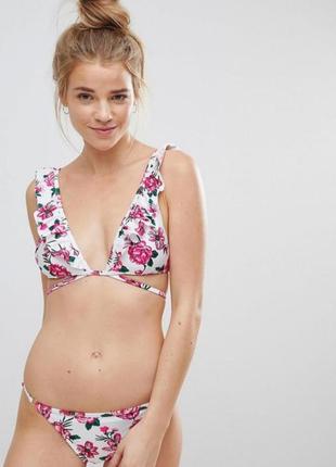 👙 swim sale 👙  белые плавки в цветы с регулировкой по бокам от new look2 фото