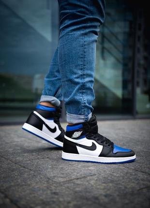 Nike air jordan 1 retro high blue black white, кросівки чоловічі джордан, найк джордан