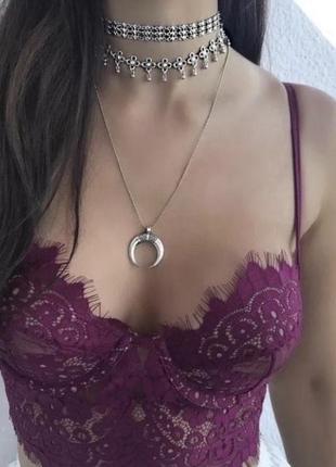 Чокер и подвеска каури этно стиль серебряный цвет ракушка