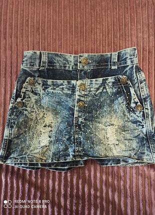 Джинсовые шорты юбка на девочку 8 - 9 лет, 60 грн
