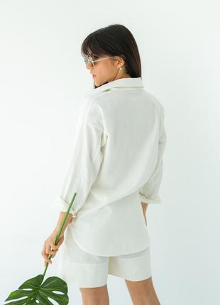 Женский костюм рубашка и шорты-бермуды  лен5 фото