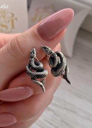 Серебряные серьги змея сережки срібло 925 проби5 фото