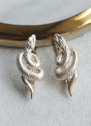 Серебряные серьги змея сережки срібло 925 проби4 фото