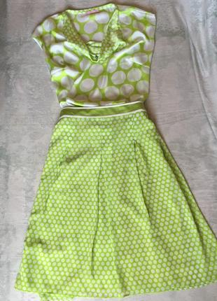 Шикарний костюм basler в горошок, 3xl, спідниця міді як шовк