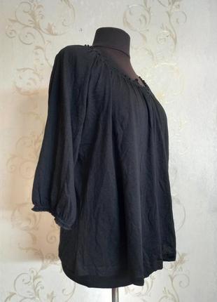 Коттоновая черная легкая батальная кофта кофточка блуза р 48-50 коттон2 фото