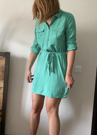 Плаття сорочка у трендовому зеленому1 фото