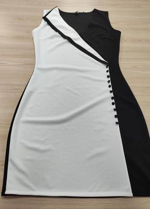Жіноча приталена сукня з запахом чорно-біла з 36 по 70 розміри2 фото