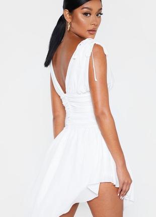 Белое платье с ассиметричным подолом, plt, uk 14 l3 фото