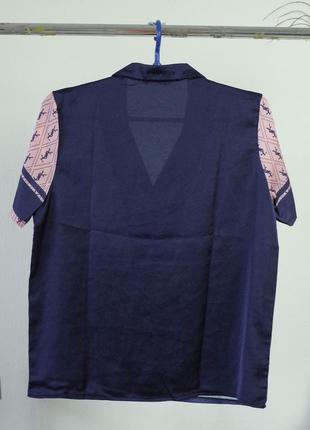 Пижамная блуза с коротким рукавом скользкая на пуговицах4 фото