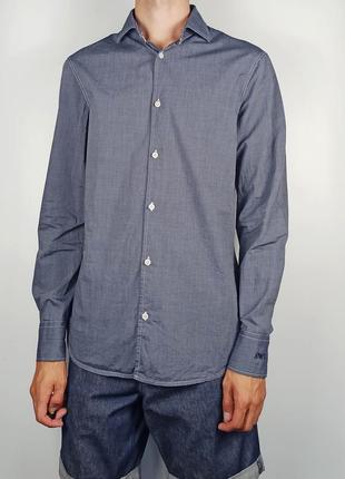armani messenger jeans size m чоловіча сорочка синьо сіра з довгим рукавом