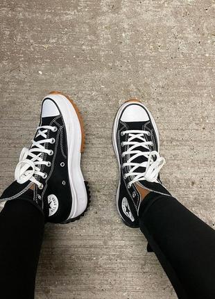 Converse run star hike hi black white gum женские чёрные кеды конверс на высокой...