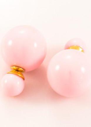 Пусеты. серьги-шарики dior розовые1 фото