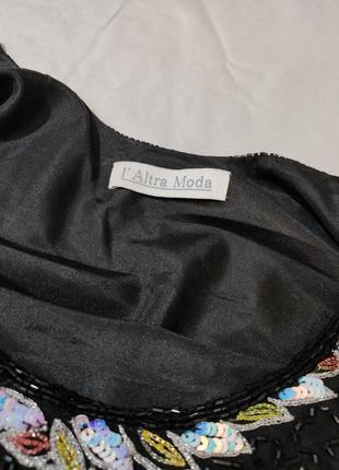 L'altra moda роскошная шелковая блуза  с вышивкой и пайетками eur 388 фото