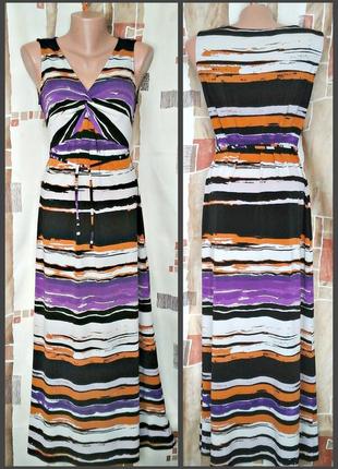 Длинное летнее платье  с поясом, трикотаж масло