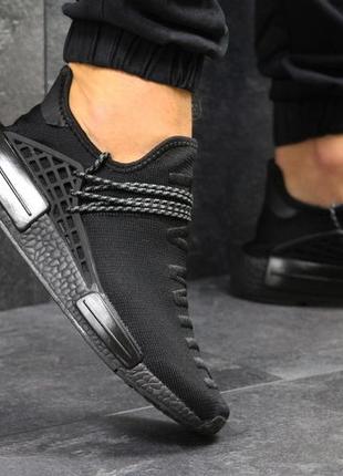 Мужские кроссовки adidas nmd human race сеточкач черные1 фото
