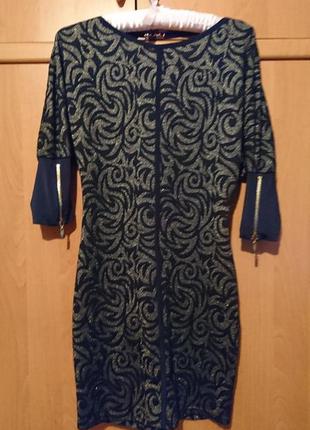 Сукня темно-синє з люрексом2 фото