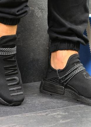 Мужские кроссовки adidas nmd human race сеточкач черные2 фото