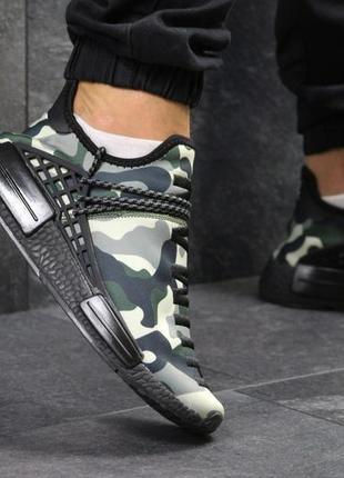 Мужские кроссовки adidas nmd human race в сеточку милитари