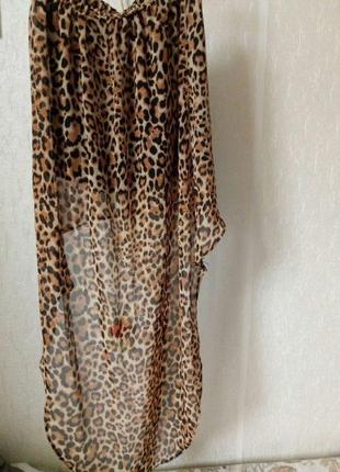 Красивая юбка из шифона принт леопард на подкладке.3 фото