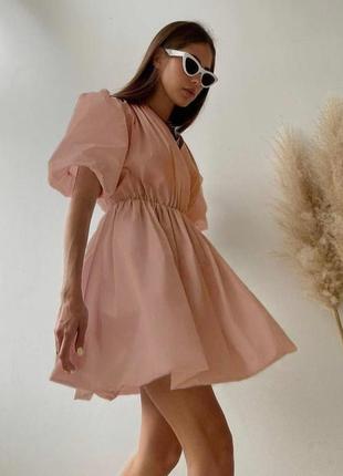 Воздушное коттоновое платье с пышной юбкой и обьемными рукавами🔥2 фото