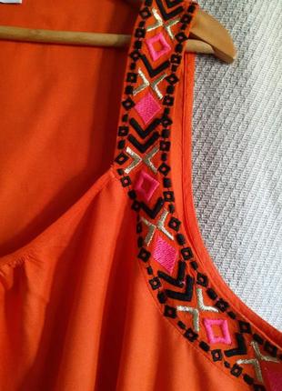 100% вискоза, штапель женская летняя пляжная туника, блуза, майка. вискозная яркая блузка с вышивкой4 фото